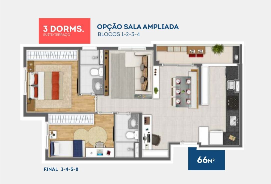 3 dormitórios